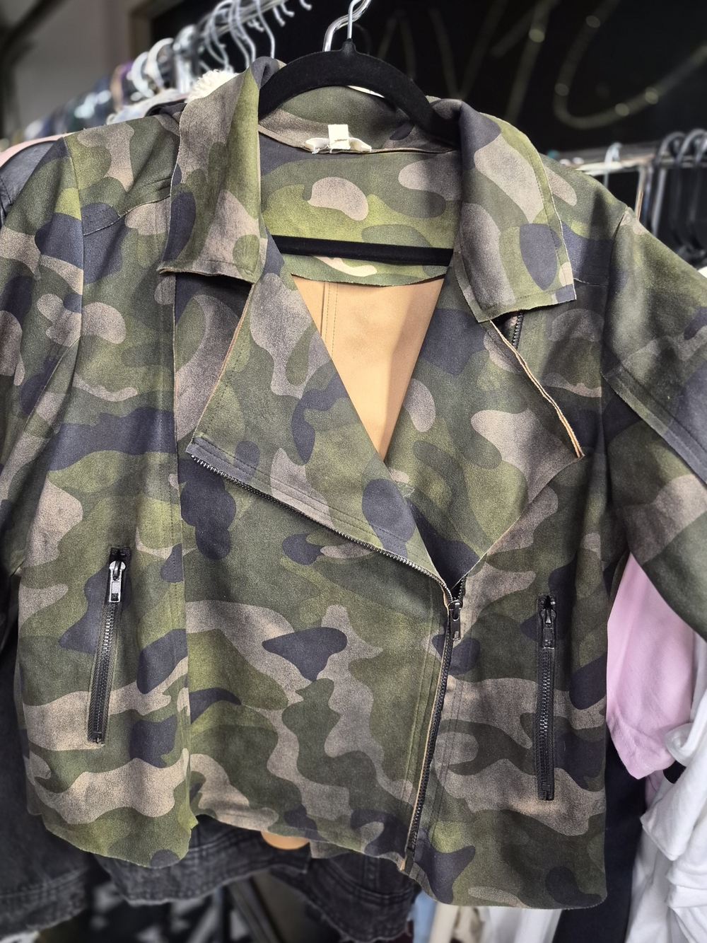 Camo Moto Jacket - Women - Green Camouflage